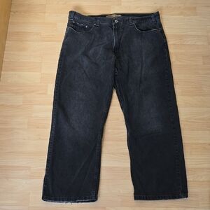 Old Navy Loose Black Straight Leg High Rise 100% Cotton Jeans Size 40×30